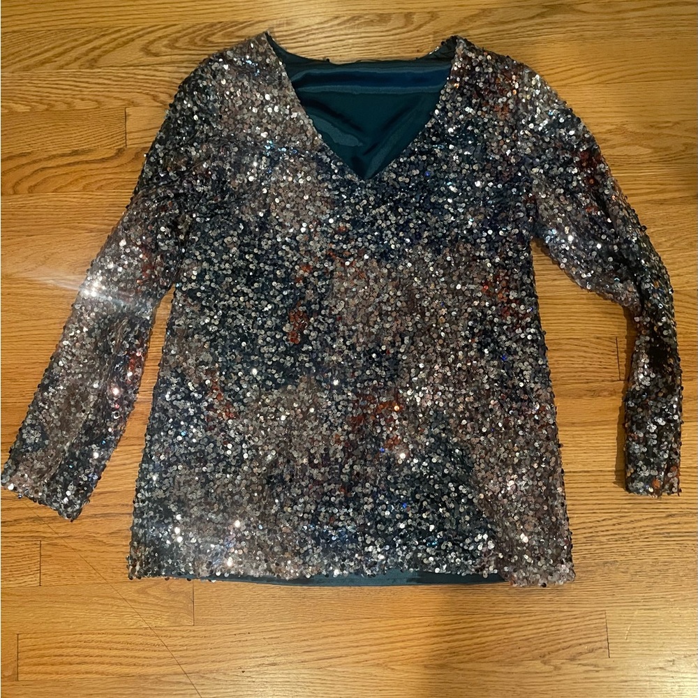 Elie Tahari sequined long sleeve tunic